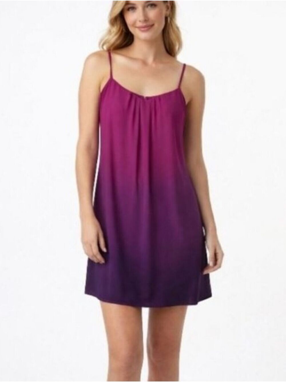 Donna Morgan Pink Magenta Fuschia Purple Ombre Spaghetti Strap Dress Size 4